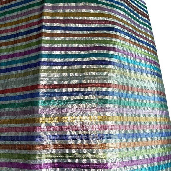 Sparkling Pastel Tablecloth Rainbow Metallic Lurex Fabric Nine Foot Diameter - Picture 6 of 6